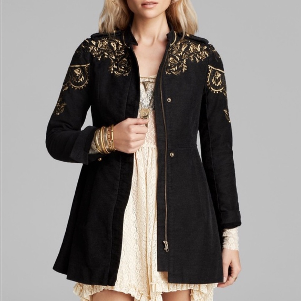 Free People Embellished Sergeant Military Coat| 12